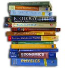 stack of textbooks  
