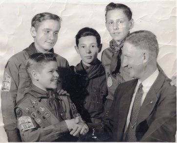 Jimmy as Boy Scout with Scout Leader 1950s